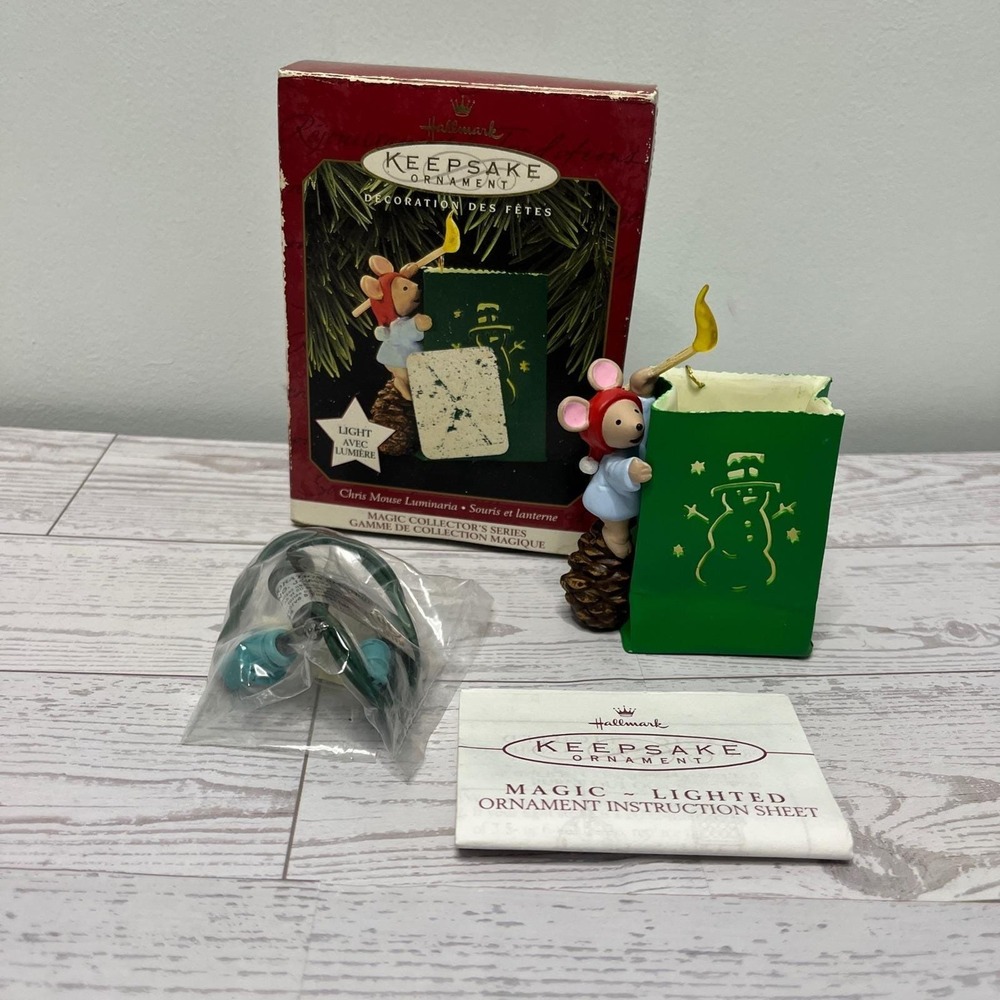 Hallmark 1997 Keepsake Ornament Magic Lighted Chris Mouse Luminaria Snowman